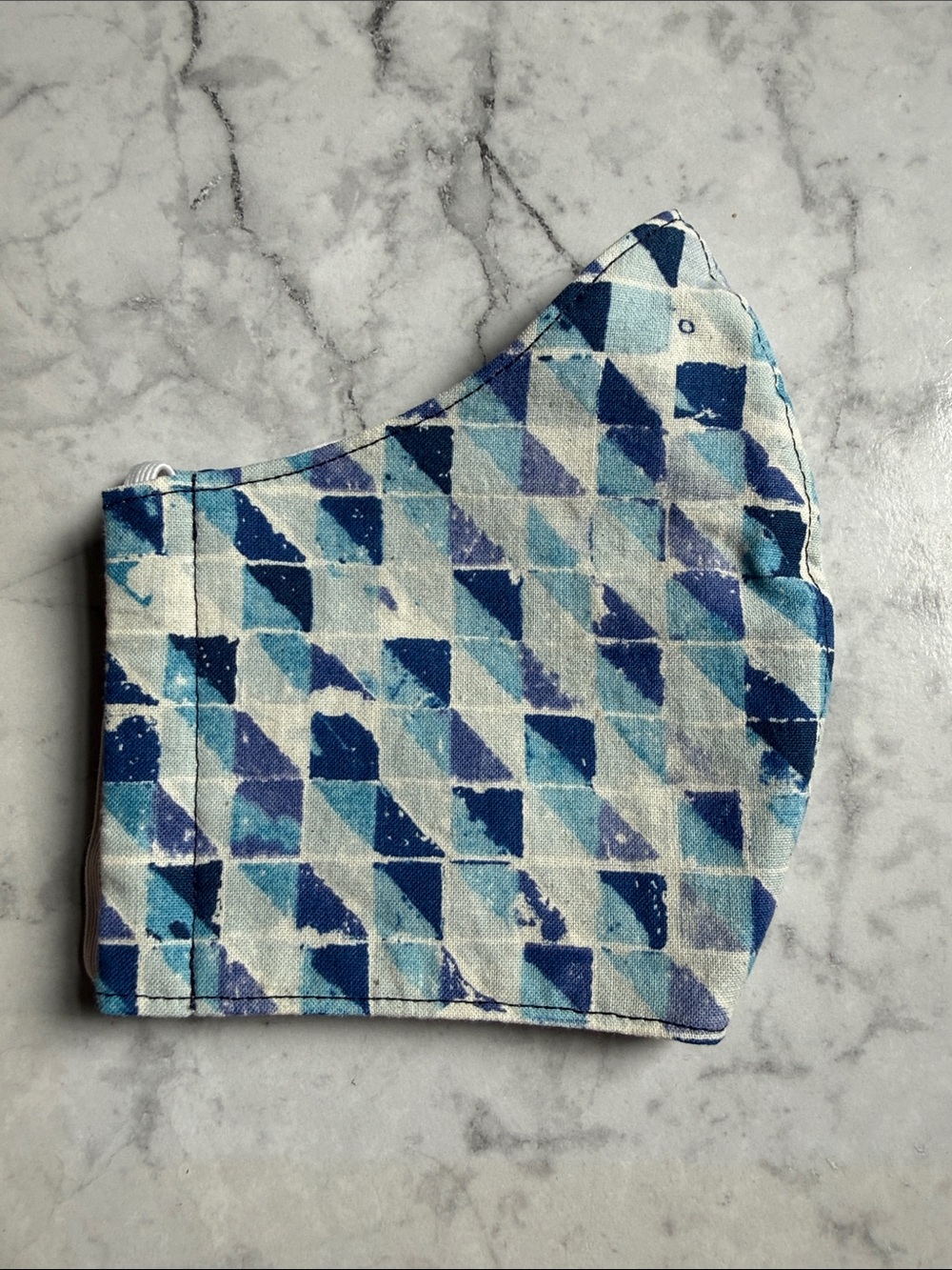 Blue Geometric Cotton Face Mask